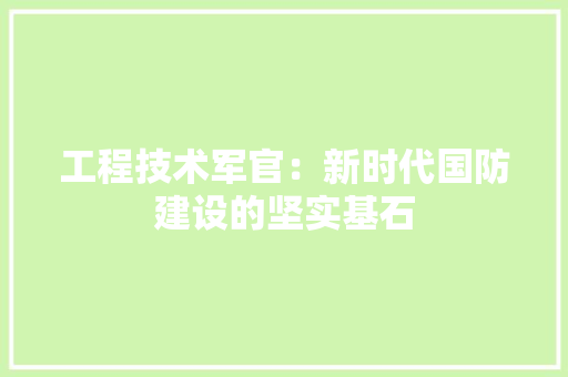 工程技术军官：新时代国防建设的坚实基石 现代风格装饰