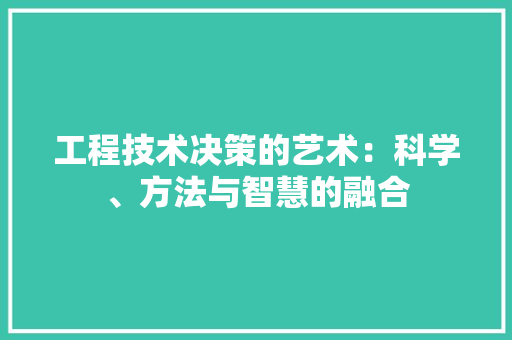 工程技术决策的艺术：科学、方法与智慧的融合 现代风格装饰
