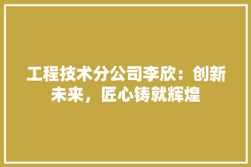 工程技术分公司李欣：创新未来，匠心铸就辉煌 现代风格装饰