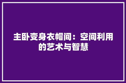 主卧变身衣帽间：空间利用的艺术与智慧 家居装修