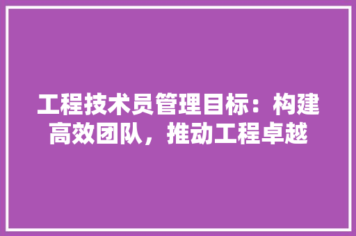 工程技术员管理目标：构建高效团队，推动工程卓越