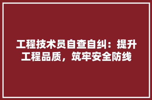 工程技术员自查自纠：提升工程品质，筑牢安全防线 现代风格装饰