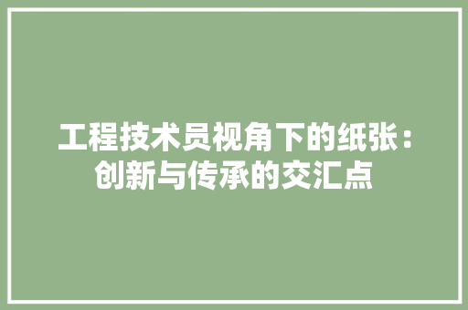工程技术员视角下的纸张：创新与传承的交汇点 现代风格装饰