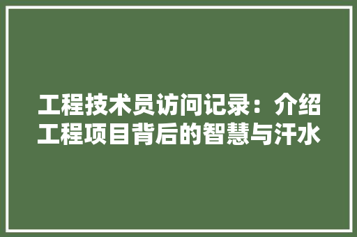 工程技术员访问记录：介绍工程项目背后的智慧与汗水 现代风格装饰