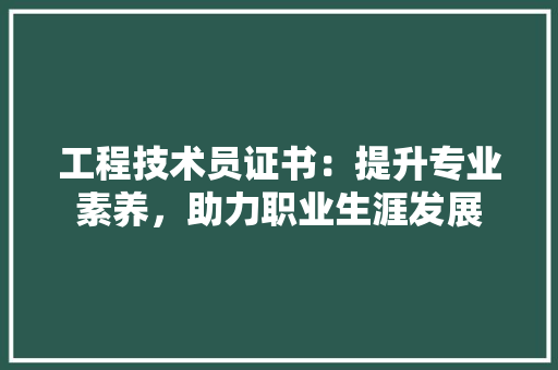 工程技术员证书：提升专业素养，助力职业生涯发展 现代风格装饰