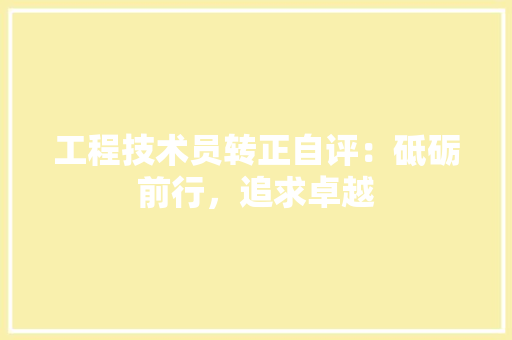 工程技术员转正自评：砥砺前行，追求卓越 现代风格装饰