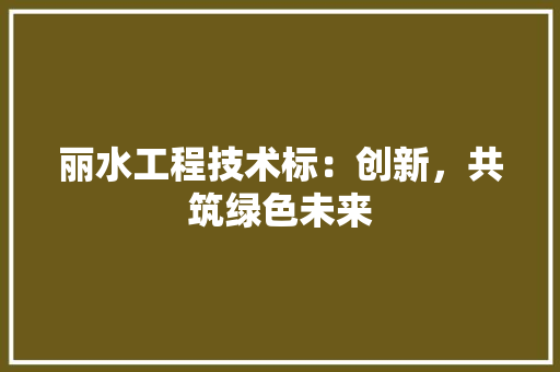 丽水工程技术标：创新，共筑绿色未来 家居装修