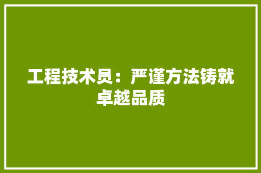 工程技术员：严谨方法铸就卓越品质 现代风格装饰