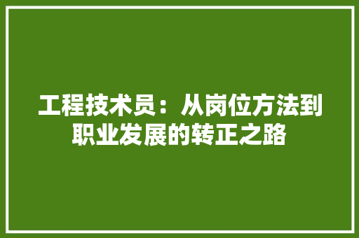 工程技术员：从岗位方法到职业发展的转正之路 现代风格装饰