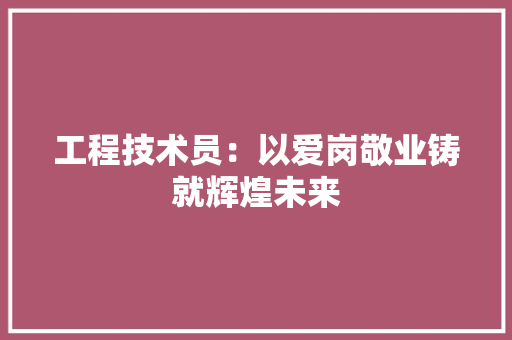 工程技术员：以爱岗敬业铸就辉煌未来 现代风格装饰