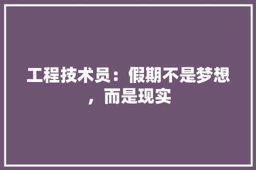 工程技术员：假期不是梦想，而是现实 现代风格装饰