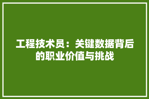工程技术员：关键数据背后的职业价值与挑战 现代风格装饰