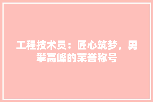 工程技术员：匠心筑梦，勇攀高峰的荣誉称号 现代风格装饰
