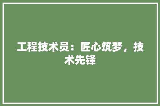工程技术员：匠心筑梦，技术先锋 现代风格装饰