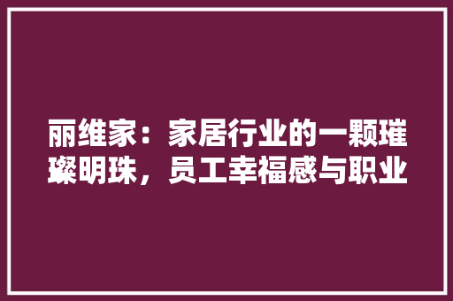 丽维家：家居行业的一颗璀璨明珠，员工幸福感与职业发展两不误 家居装修