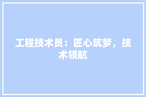 工程技术员：匠心筑梦，技术领航 现代风格装饰