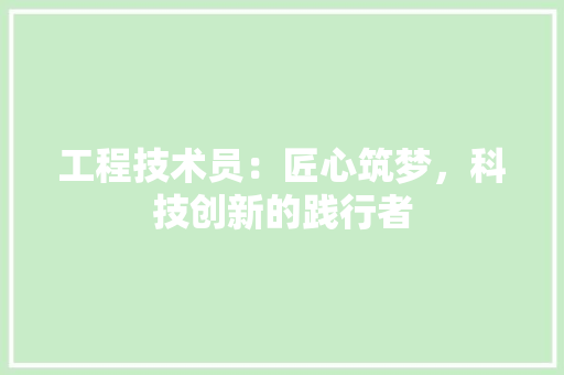 工程技术员：匠心筑梦，科技创新的践行者 现代风格装饰