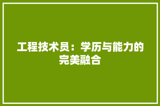 工程技术员：学历与能力的完美融合 现代风格装饰