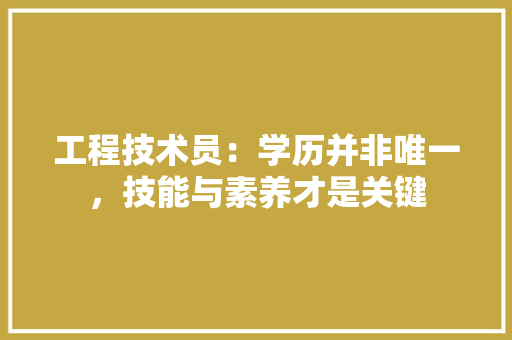工程技术员：学历并非唯一，技能与素养才是关键 现代风格装饰