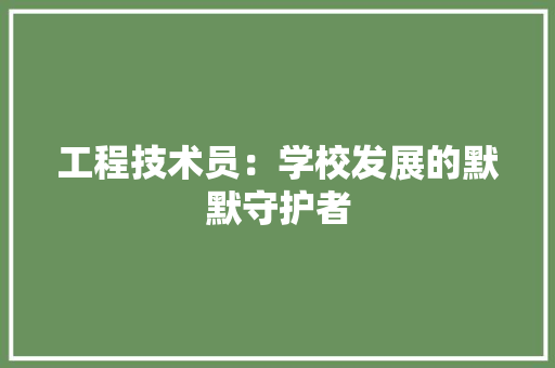 工程技术员：学校发展的默默守护者 现代风格装饰