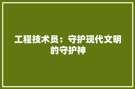 工程技术员：守护现代文明的守护神 现代风格装饰