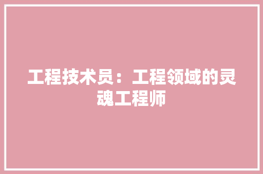 工程技术员：工程领域的灵魂工程师 现代风格装饰