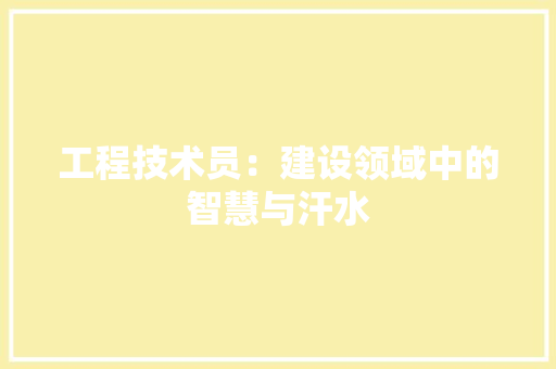 工程技术员：建设领域中的智慧与汗水