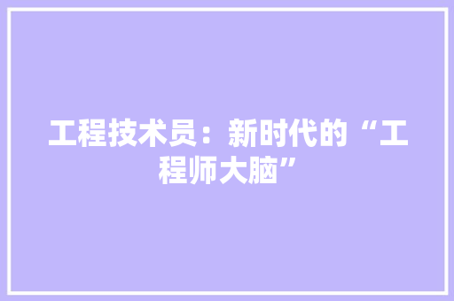 工程技术员：新时代的“工程师大脑”