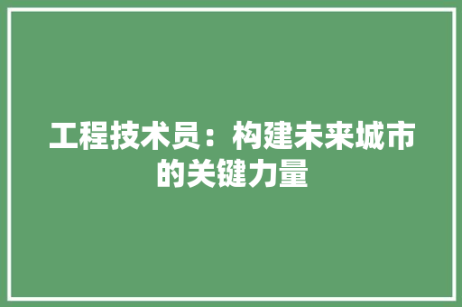 工程技术员：构建未来城市的关键力量 现代风格装饰