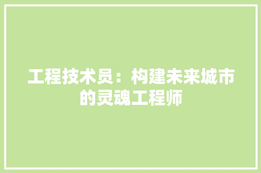 工程技术员：构建未来城市的灵魂工程师 现代风格装饰