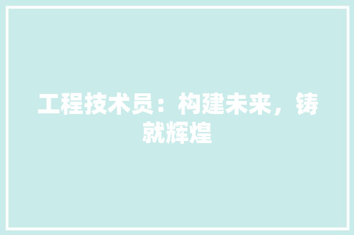 工程技术员：构建未来，铸就辉煌 现代风格装饰