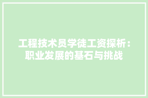 工程技术员学徒工资探析：职业发展的基石与挑战 现代风格装饰