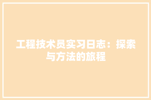 工程技术员实习日志：探索与方法的旅程 现代风格装饰