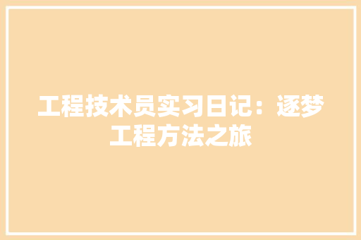 工程技术员实习日记：逐梦工程方法之旅 现代风格装饰