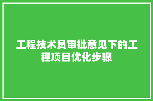 工程技术员审批意见下的工程项目优化步骤 现代风格装饰