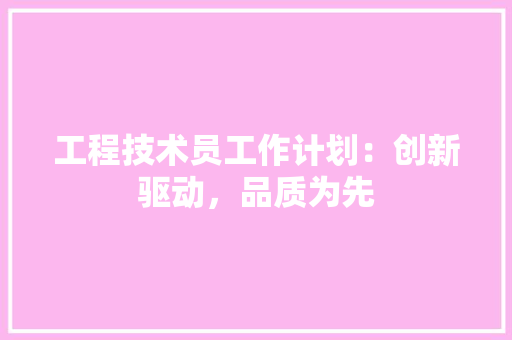 工程技术员工作计划：创新驱动，品质为先 现代风格装饰