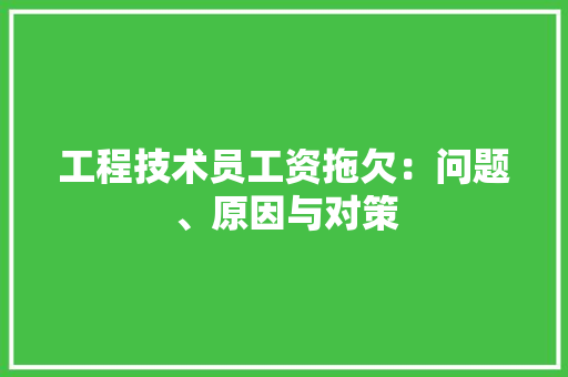 工程技术员工资拖欠：问题、原因与对策 现代风格装饰