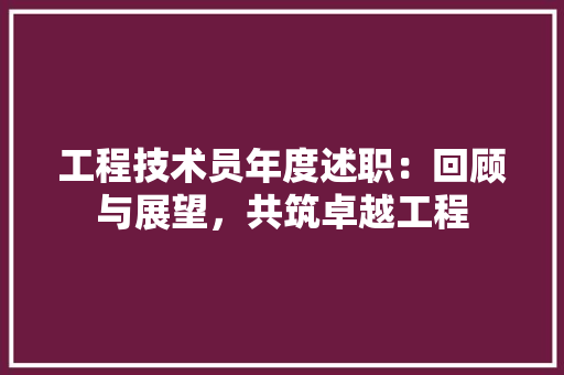 工程技术员年度述职：回顾与展望，共筑卓越工程
