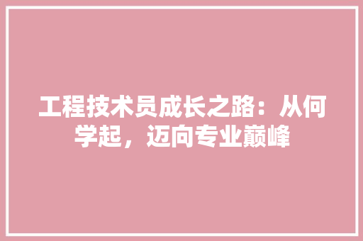 工程技术员成长之路：从何学起，迈向专业巅峰