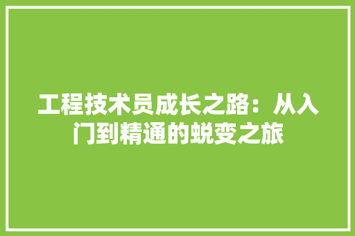 工程技术员成长之路：从入门到精通的蜕变之旅