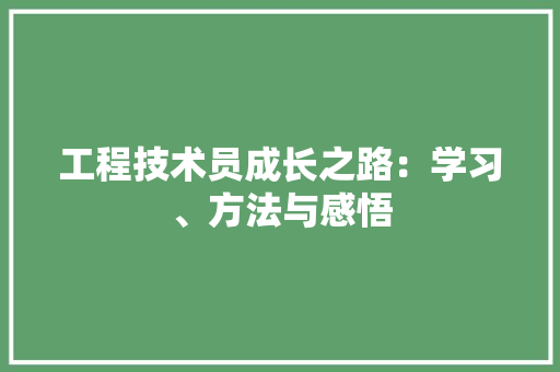 工程技术员成长之路：学习、方法与感悟 现代风格装饰