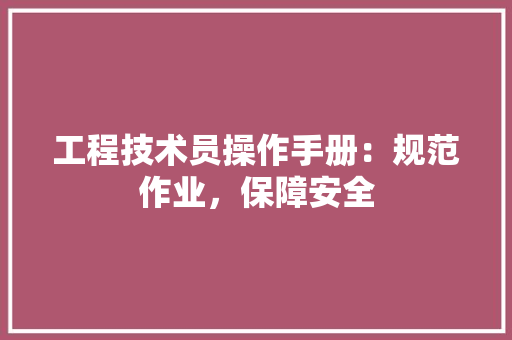 工程技术员操作手册：规范作业，保障安全 现代风格装饰