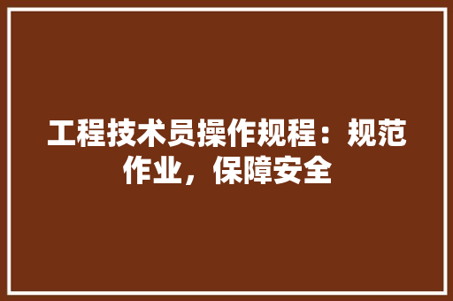 工程技术员操作规程：规范作业，保障安全 现代风格装饰