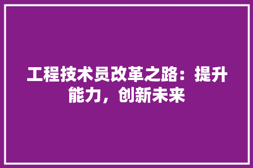 工程技术员改革之路：提升能力，创新未来