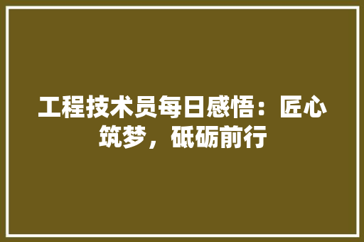 工程技术员每日感悟：匠心筑梦，砥砺前行 现代风格装饰