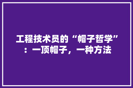 工程技术员的“帽子哲学”：一顶帽子，一种方法 现代风格装饰