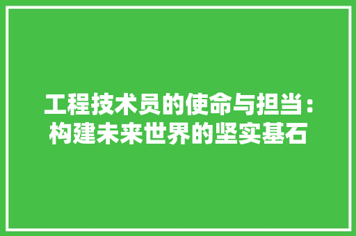 工程技术员的使命与担当：构建未来世界的坚实基石