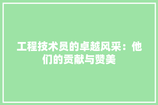 工程技术员的卓越风采：他们的贡献与赞美 现代风格装饰