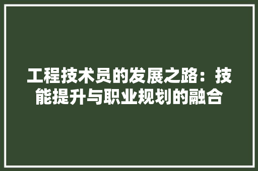 工程技术员的发展之路：技能提升与职业规划的融合 现代风格装饰