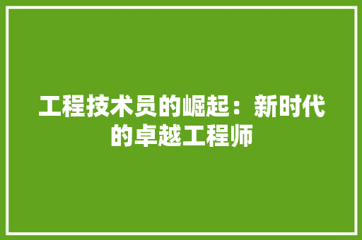 工程技术员的崛起：新时代的卓越工程师 现代风格装饰